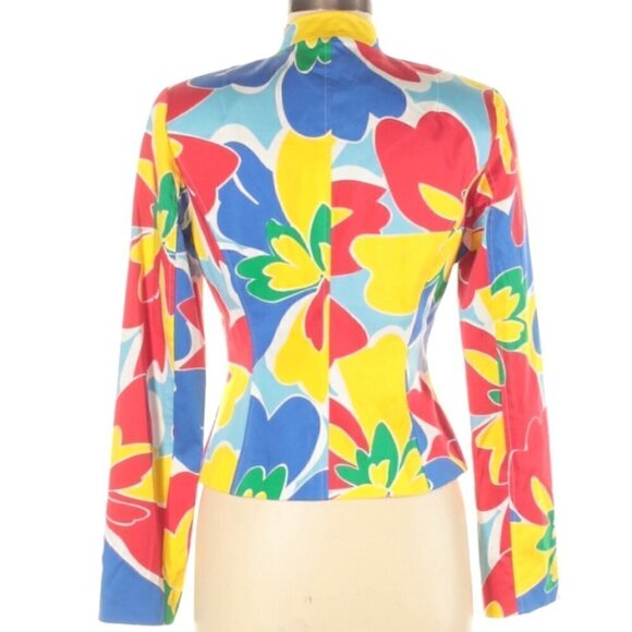 David Meister | Colorful Floral Zip Front Jacket Size 6 - Picture 6 of 6